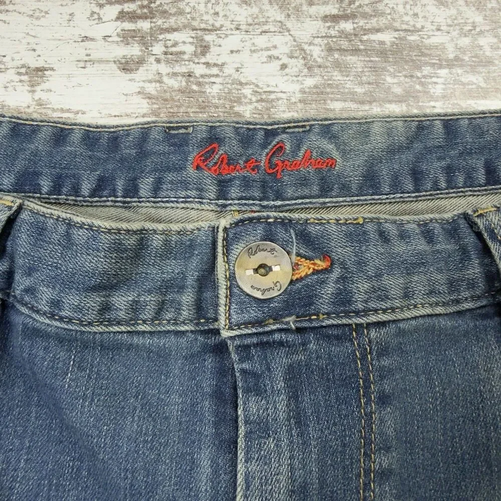 Robert Graham Classic Yates Jeans Mens 37x27 Blue Faded Straight Leg Denim